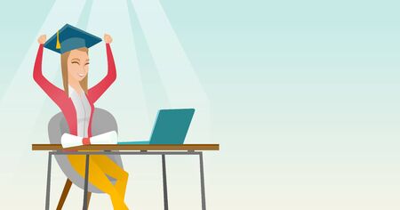 Student using laptop for education.のイラスト素材