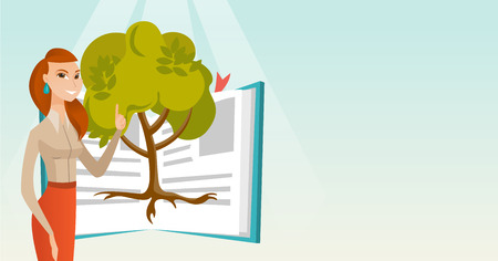 Student pointing at tree of knowledge.のイラスト素材