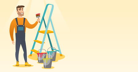 Painter with paint brush vector illustration.のイラスト素材