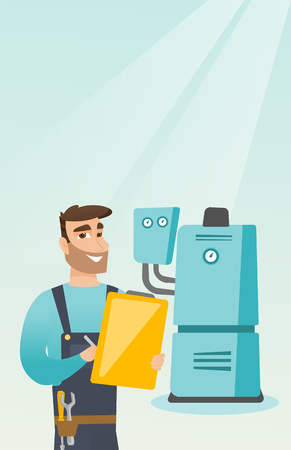 Confident plumber with clipboard.のイラスト素材