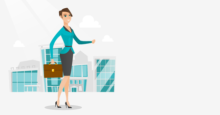 Successful business woman walking in the city.のイラスト素材