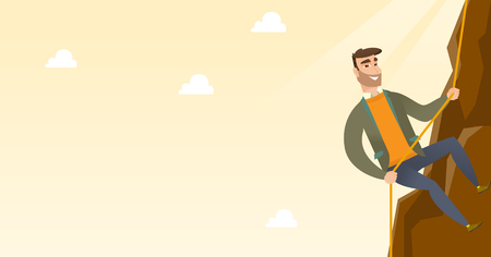 Business woman climbing on the mountain.のイラスト素材