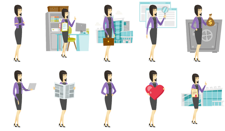 Vector set of illustrations with business people.のイラスト素材