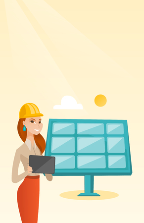 Female worker of solar power plant.のイラスト素材