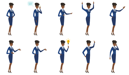 Vector set of stewardess characters.のイラスト素材