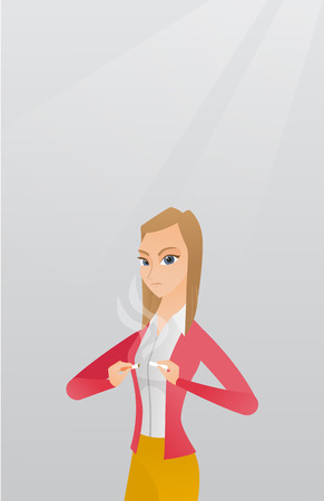 Young woman quitting smoking vector illustration.のイラスト素材