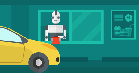 Robot works in a fast food restaurant.のイラスト素材