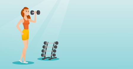 Woman lifting dumbbell vector illustration.のイラスト素材