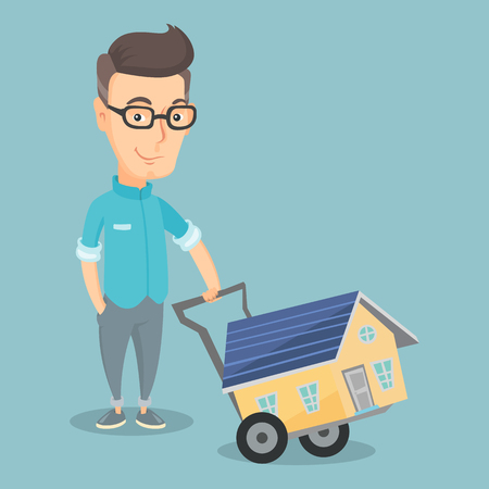 Adult smiling man buying house vector illustrationのイラスト素材