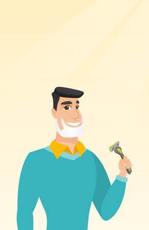 Man shaving his face vector illustration.のイラスト素材