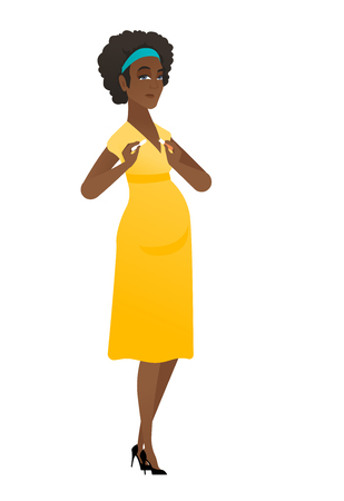 Young pregnant woman breaking a cigarette.のイラスト素材