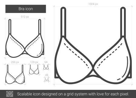 Bra vector line icon isolated on white background. Bra line icon for infographic, website or app. Scalable icon designed on a grid system.のイラスト素材