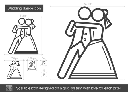 Wedding dance vector line icon isolated on white background. Wedding dance line icon for infographic, website or app. Scalable icon designed on a grid system.のイラスト素材