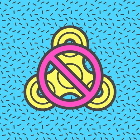 Fidget spinner with ban sign Memphis style vector icon.のイラスト素材