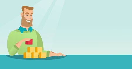 Man building his social network.のイラスト素材