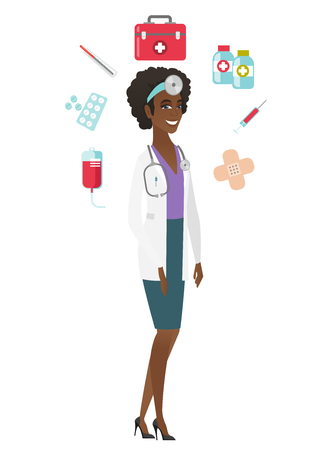 Young african-american confident doctor.のイラスト素材