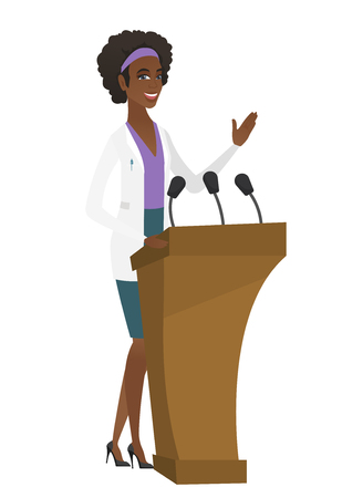 Doctor giving a speech from tribune.のイラスト素材