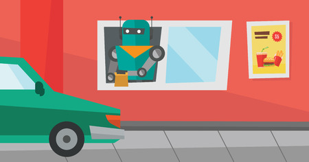 Robot works in a fast food restaurant.のイラスト素材