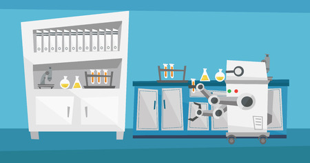 Robot working in a laboratory with a test tube.のイラスト素材