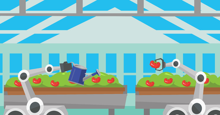 Robot working in a greenhouse.のイラスト素材