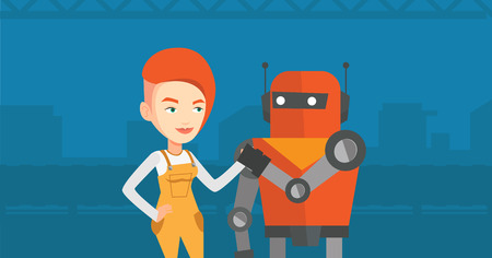 Competition between robot and human.のイラスト素材