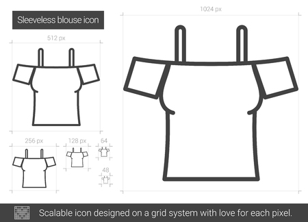 Sleeveless blouse vector line icon isolated on white background. Sleeveless blouse line icon for infographic, website or app. Scalable icon designed on a grid system.のイラスト素材