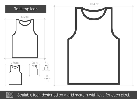 Tank top vector line icon isolated on white background. Tank top line icon for infographic, website or app. Scalable icon designed on a grid system.のイラスト素材