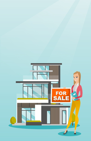Young caucasian broker offering the house.のイラスト素材