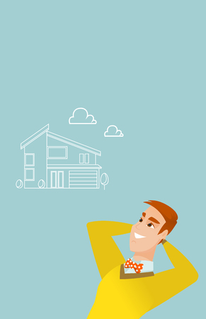 Man dreaming about buying a new house.のイラスト素材