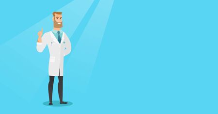 Doctor showing finger up vector illustration.のイラスト素材