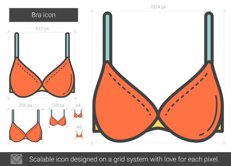 Bra vector line icon isolated on white background. Bra line icon for infographic, website or app. Scalable icon designed on a grid system.のイラスト素材