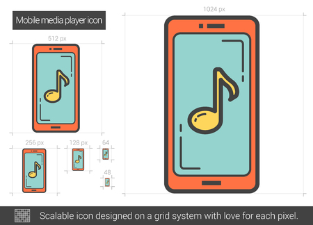 Mobile media player line icon. Vector illustration.のイラスト素材
