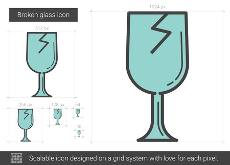 Broken glass line icon.のイラスト素材