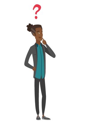 Thinking african businessman with question mark.のイラスト素材