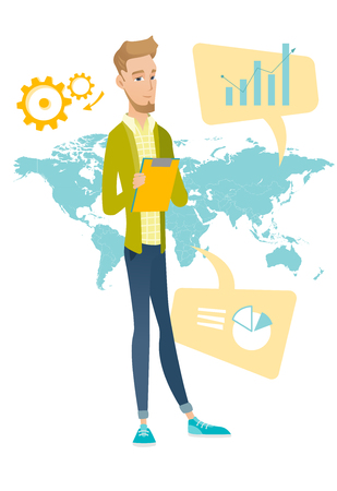 Caucasian businessman working in global business.のイラスト素材
