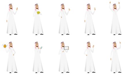 Muslim businessman vector illustrations set.のイラスト素材
