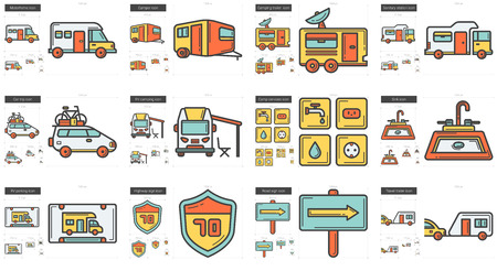 Travel and holiday line icon set.のイラスト素材