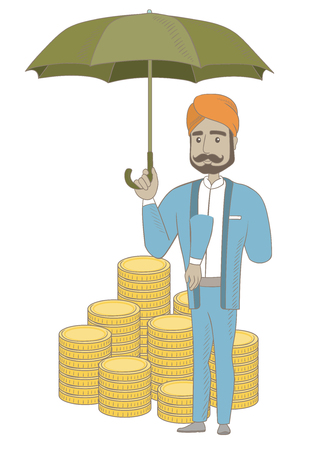 Businessman insurance agent with umbrella.のイラスト素材