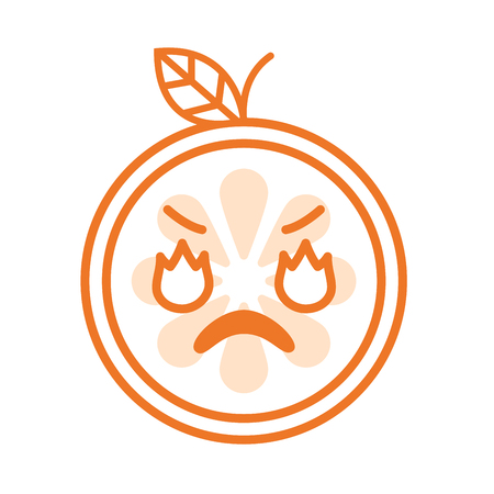 Furious face emoji. Furious orange fruit emoji. Vector flat design emoticon icon isolated on white background.のイラスト素材