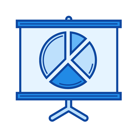 Pie chart diagram vector line icon isolated on white background. Pie chart diagram line icon for infographic, website or app. Blue icon designed on a grid system.のイラスト素材