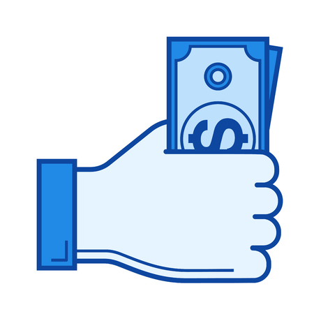 Salary vector line icon isolated on white background. Salary line icon for infographic, website or app. Blue icon designed on a grid system.のイラスト素材