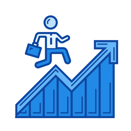 Career ladder vector line icon isolated on white background. Career ladder line icon for infographic, website or app. Blue icon designed on a grid system.のイラスト素材