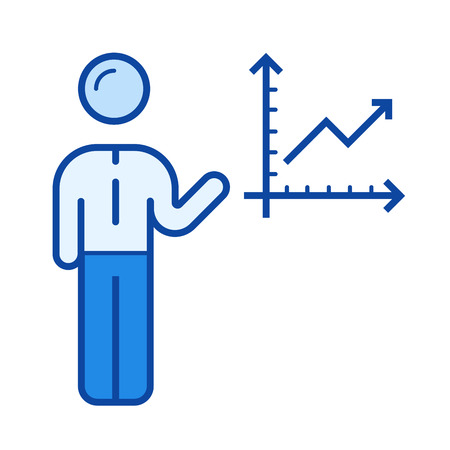 Business development vector line icon isolated on white background. Business development line icon for infographic, website or app. Blue icon designed on a grid system.のイラスト素材