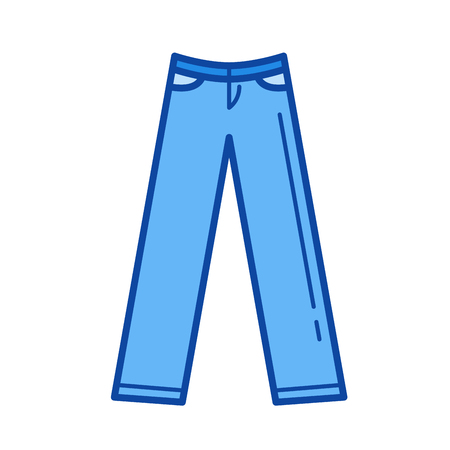 Trousers vector line icon isolated on white background. Trousers line icon for infographic, website or app. Blue icon designed on a grid system.のイラスト素材