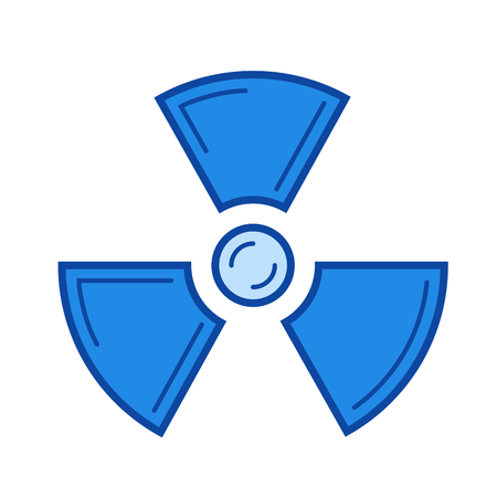 Radiation vector line icon isolated on white background. Blue icon designed on a grid system.のイラスト素材