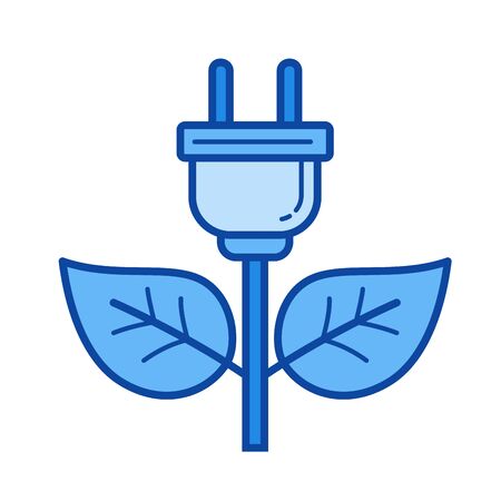Green power vector line icon isolated on white background. Green power line icon for infographic, website or app. Blue icon designed on a grid system.のイラスト素材