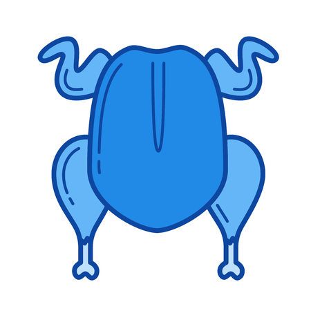Chicken grill vector line icon isolated on white background. Chicken grill line icon for infographic, website or app. Blue icon designed on a grid system.のイラスト素材