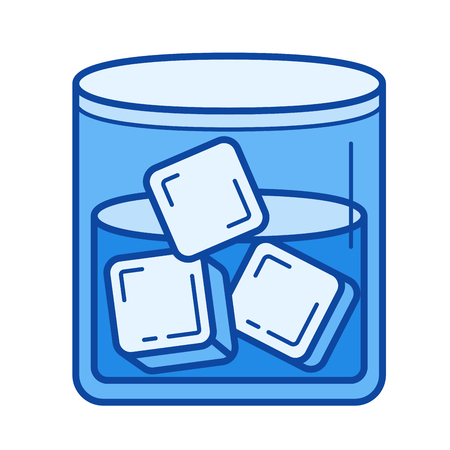 Glass of whiskey vector line icon isolated on white background. Glass of whiskey line icon for infographic, website or app. Blue icon designed on a grid system.のイラスト素材