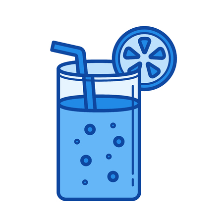 Lemonade vector line icon isolated on white background. Lemonade line icon for infographic, website or app. Blue icon designed on a grid system.のイラスト素材