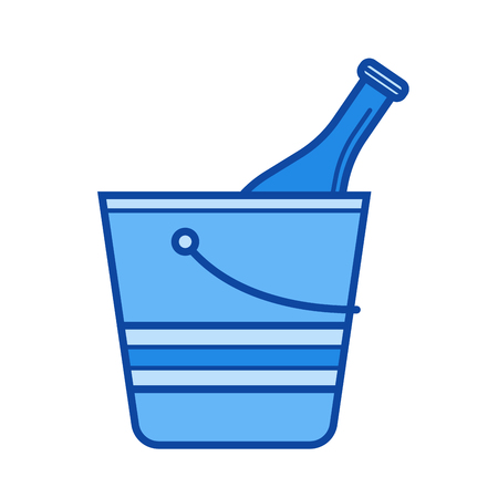 Ice bucket vector line icon isolated on white background. Ice bucket line icon for infographic, website or app. Blue icon designed on a grid system.のイラスト素材